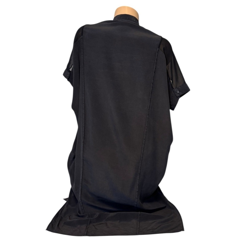 ALLSAINTS Women's Size US4 Black Floral 100% Silk Mini Shirt Dress Short Sleeves - Picture 6 of 8